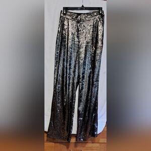 FRENCH CONNECTION NWOT gold metallic wide leg pants.